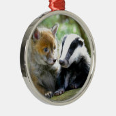 Ornement Métallique Foxcub & Badger Cute ! (Droite)