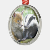 Ornement Métallique Foxcub & Badger Cute ! (Gauche)