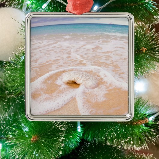 Ornement Métallique Front De Plage Avec Coquillages Îles Caïmans