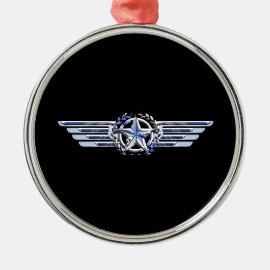 Ornement Métallique Général Air Pilot Chrome Comme Star Wings Black (Devant)
