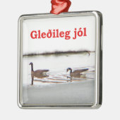 Ornement Métallique Gleðileg jól - Honkers - Oies du Canada (Gauche)