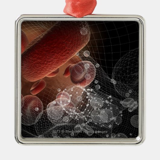 Ornement Métallique Globules rouges dans le wireframe (Devant)