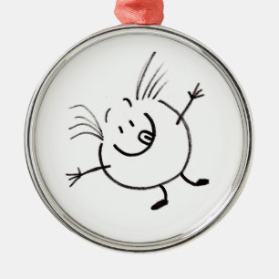 Ornement Métallique Goofy Doodle Guy Arrondi Ornament