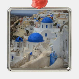 Ornement Métallique Grèce, Santorin. Tour Bell et dômes bleus de 3