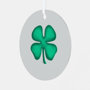Ornement métallique gris Trèfle irlandais à 4 feui