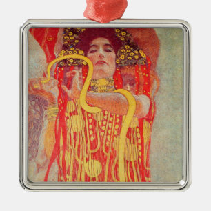Ornement Métallique Gustav Klimt Femme Rouge Peinture de Serpent en Or