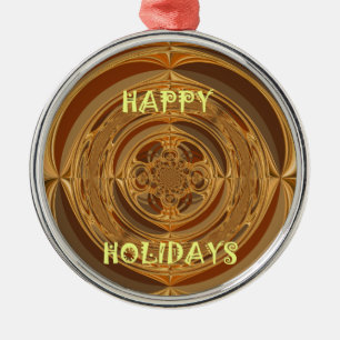 Ornement Métallique Happy Holidays Circle Art Print/Design