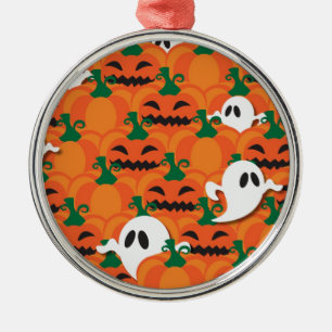 Ornement Métallique Haunted Halloween Citrouille Patch Ghosts