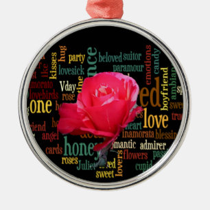 Ornement Métallique Heureuse Sainte-Valentin Aux Roses Rouges Élégante