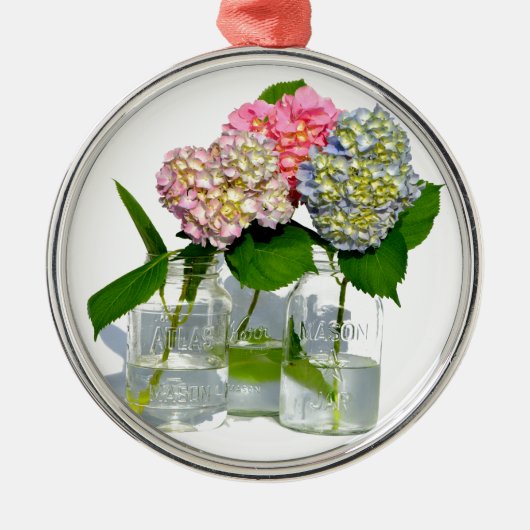 Ornement Métallique Hortensias et pot Mason (Devant)