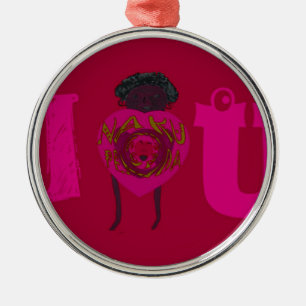 Ornement Métallique I Heart You Nakupenda Sana Heureuse Sainte-Valenti