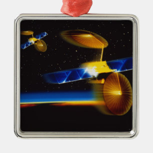 Ornement Métallique Illustration des satellites au-dessus de l'horizon