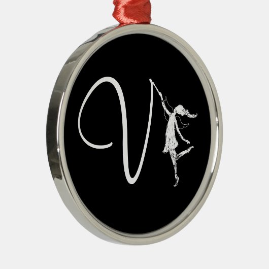 Ornement Métallique Initiale de fée d'art : V (Droite)