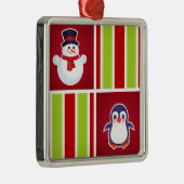 Ornement Métallique Joli Motif De Noël Avec Des Snowmen Et Des Pingoui (Droite)