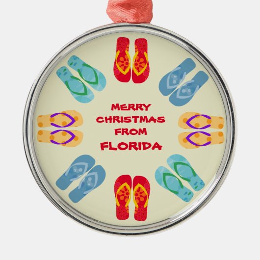 Ornement Métallique Joyeux Noël De Floride Ou De Votre État (Devant)