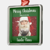 Ornement Métallique Joyeux Noël de Père Noël AJOUTER NOM Vert (Gauche)