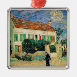 Ornement Métallique La Maison Blanche de Vincent van Gogh la nuit,
