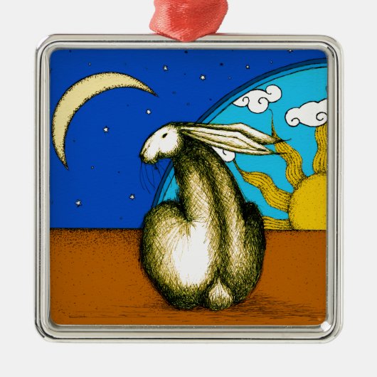 ORNEMENT MÉTALLIQUE LAPIN CÉLESTE (Devant)