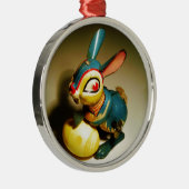 Ornement Métallique lapin jouet et oeuf jaune pâle (Droite)