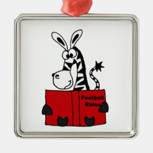 Ornement Métallique Le football drôle de lecture de zèbre ordonne le