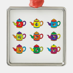 ORNEMENT MÉTALLIQUE LES TEAPOTS COLORÉS