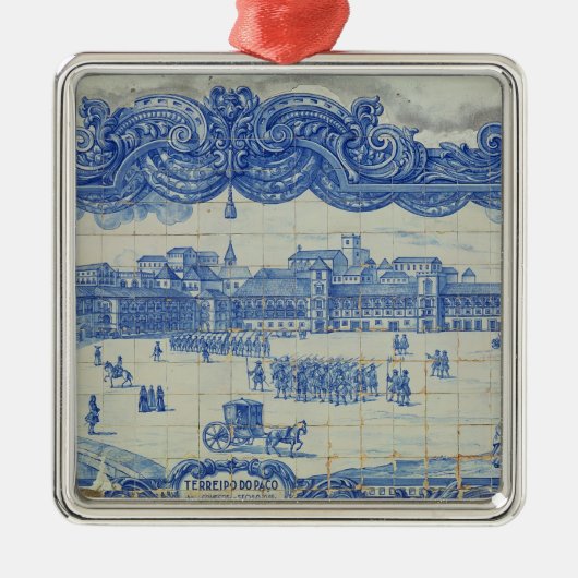 Ornement Métallique Les tuiles d'Azulejos dépeignant le Praca font (Devant)