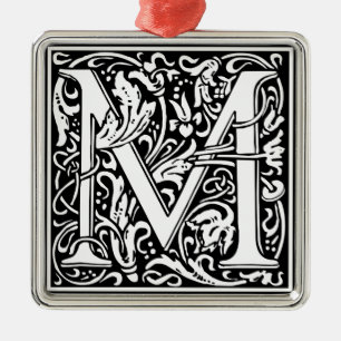 Ornement Métallique Lettre M Monogramme Médiéval Initiale Vintage