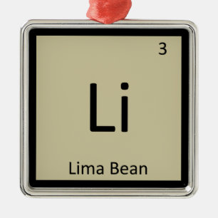 Ornement Métallique Li - Haricot de Lima Chimie Symbole du tableau pér
