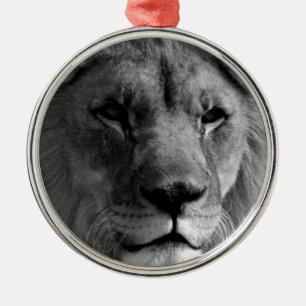 Ornement Métallique Lion noir et blanc
