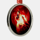 Ornement Métallique Loup, lune et ciel rouge (Droite)