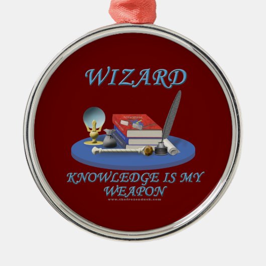 Ornement Métallique Magicien : La connaissance est mon arme (Devant)
