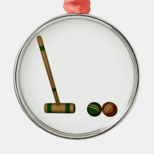 Ornement Métallique Maillet et boules de croquet