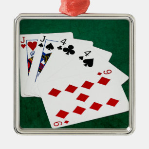 Ornement Métallique Mains de poker - Deux paires - Jack, quatre