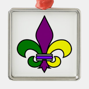 Ornement Métallique Mardi Gras - Fleur de Lis - SRF