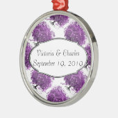 Ornement Métallique Mariage de feuille de coeur pourpre de forêt (Gauche)