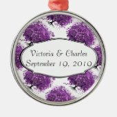 Ornement Métallique Mariage de feuille de coeur pourpre de forêt (Devant)