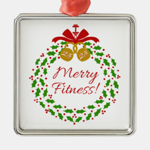 Ornement Métallique Merry Fitness Wreath Premium Argent Ornament