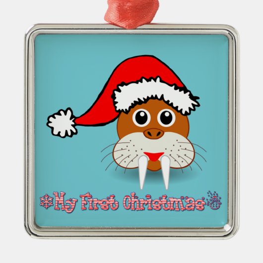 Ornement Métallique Mon premier bébé de Noël Walrus (Devant)