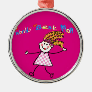 Ornement Métallique Mondes MEILLEUR MOM mignon dessin animé maman