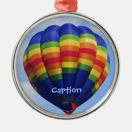 Ornement Métallique Monter en ballon d'air chaud d'arc-en-ciel (Devant)