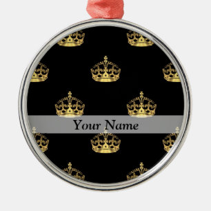Ornement Métallique Motif de couronne noir et or