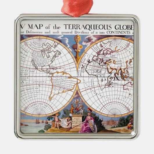 Ornement Métallique New Map Of The Terraqueous Globe Ceramic Ornament (Devant)