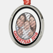 Ornement Métallique Noël 2015 Commemorative Photo Round Ornament (Gauche)
