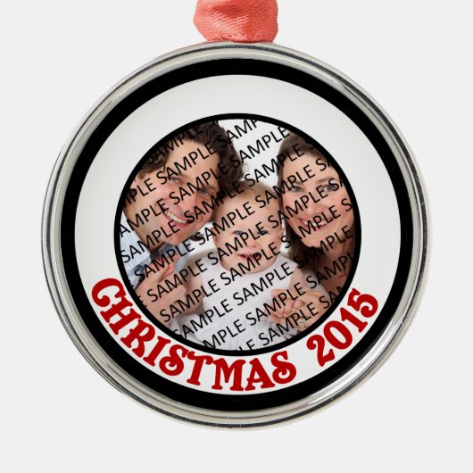 Ornement Métallique Noël 2015 Commemorative Photo Round Ornament (Devant)