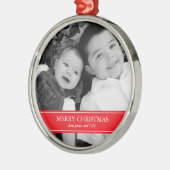 Ornement Métallique Noël moderne rouge et blanc (Gauche)