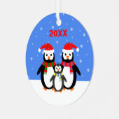 Ornement Métallique Noël pingouins mignons ajouter nom date à deux côt (Avant gauche)