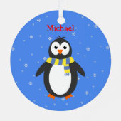 Ornement Métallique Noël pingouins mignons ajouter nom date à deux côt (Verso)