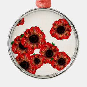 Ornement Métallique Nom de la fille Poppy, motif de pavot rouge Art pa