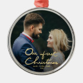 Ornement Métallique Notre premier Noël à la main (Devant)