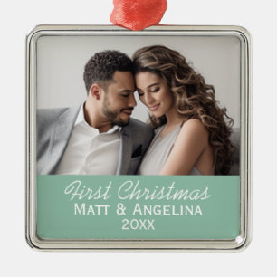 Ornement Métallique Notre première photo de Noël - Mariage ou Fiançail